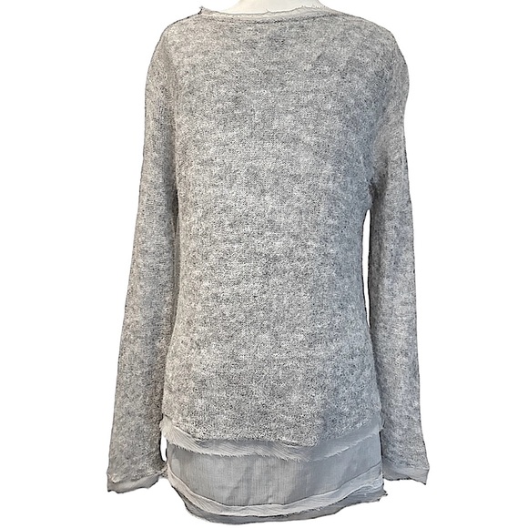 Anthropologie Knitted & Knotted Irina Tiered Alpaca Wool Knit Gray Sweater Large - Picture 6 of 10